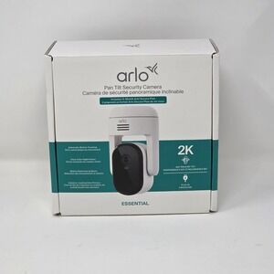Arlo Essential Wired Security Camera 2K Outdoor White Home Monitoring 360 Pan